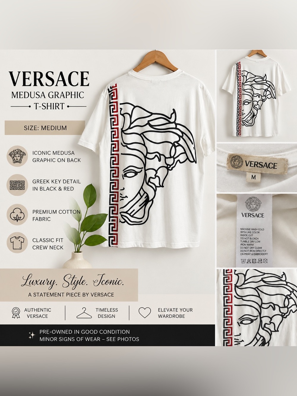 Versace Medusa Graphic T-Shirt | White | Size Medium